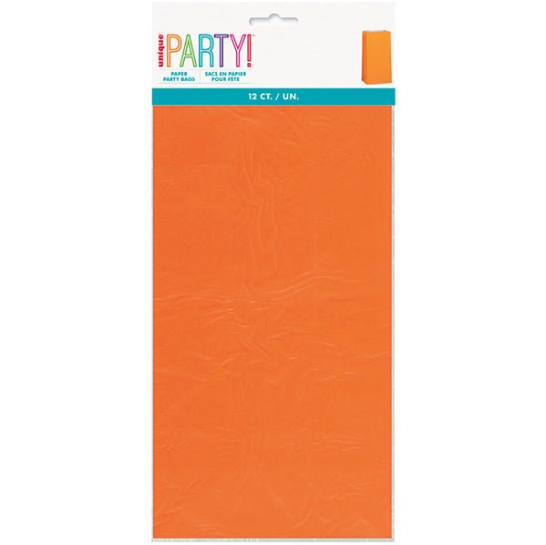 Paper Bags - Orange (Pack of 12) - The Party Marketplace