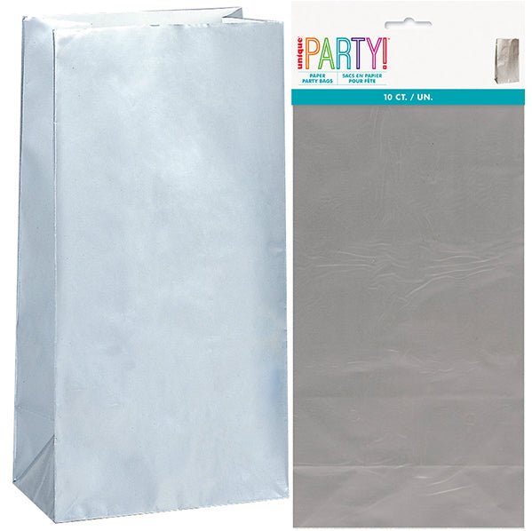 Paper Bags - Silver (Pack of 10) - The Party Marketplace