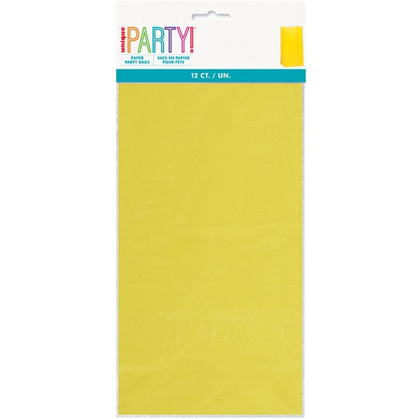 Paper Bags - Yellow (Pack of 12) - The Party Marketplace