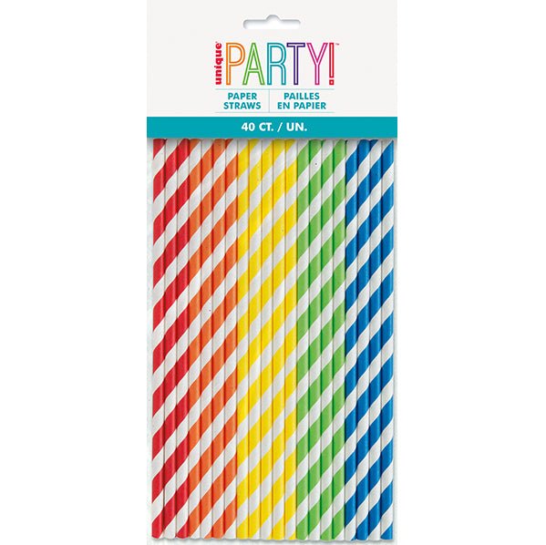 Paper Straws - Assorted (Pack of 40) - The Party Marketplace