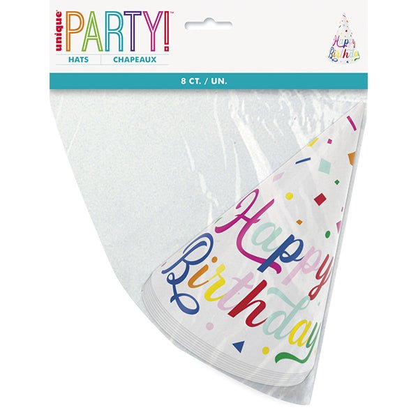 Party Hats - Colourful Confetti (Pack of 8) - The Party Marketplace