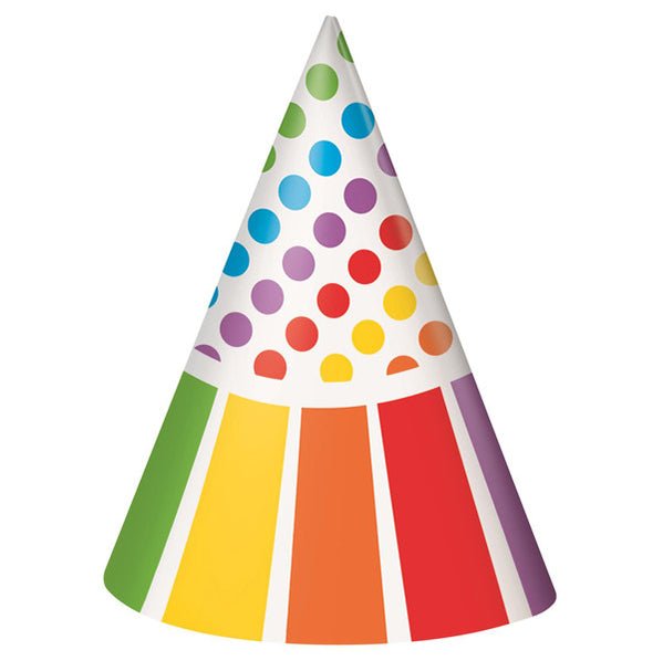 Party Hats - Rainbow Birthday (Pack of 8) - The Party Marketplace
