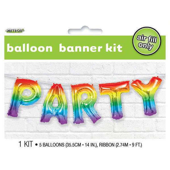 "Party" Rainbow Foil Letter Balloon Kit - The Party Marketplace