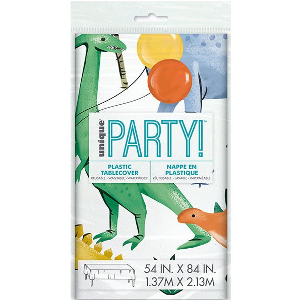 Partying Dinosaur Printed Tablecover 137cm x 213cm - The Party Marketplace