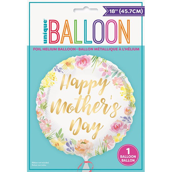 Pastel Floral "Happy Mother's Day" Foil Balloon 45cm - The Party Marketplace