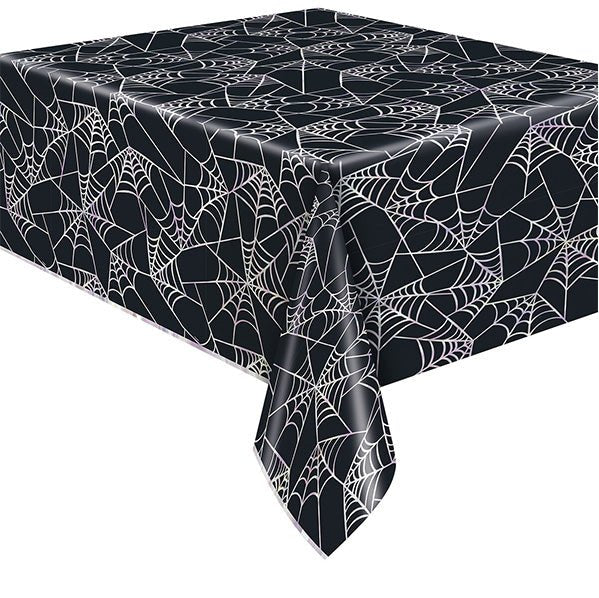 Pastel Hauntings Spiderweb Printed Foil Tablecover 137cm x 213cm - The Party Marketplace