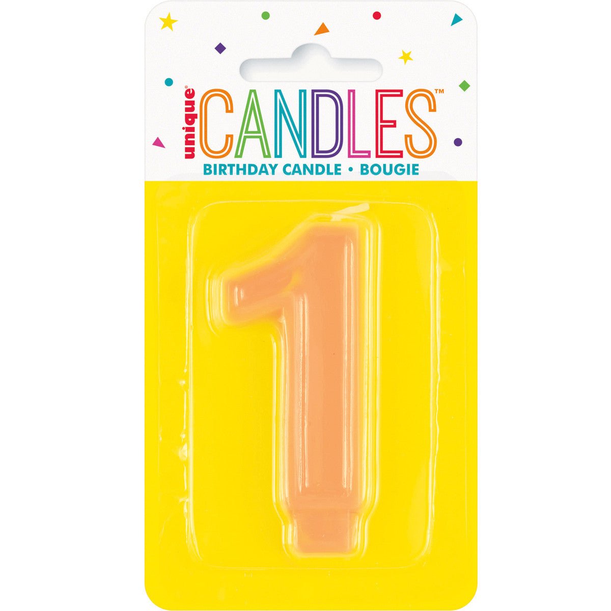 Pastel Orange Numeral Candle - 1 - The Party Marketplace