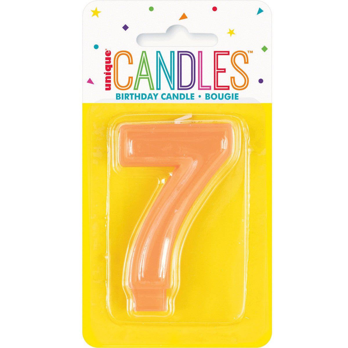 Pastel Orange Numeral Candle - 7 - The Party Marketplace