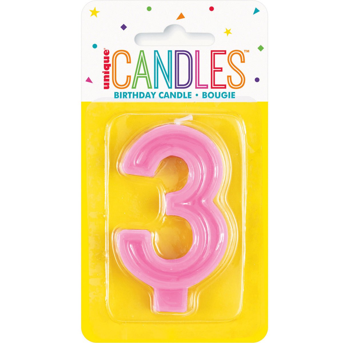 Pastel Pink Numeral Candle - 3 - The Party Marketplace