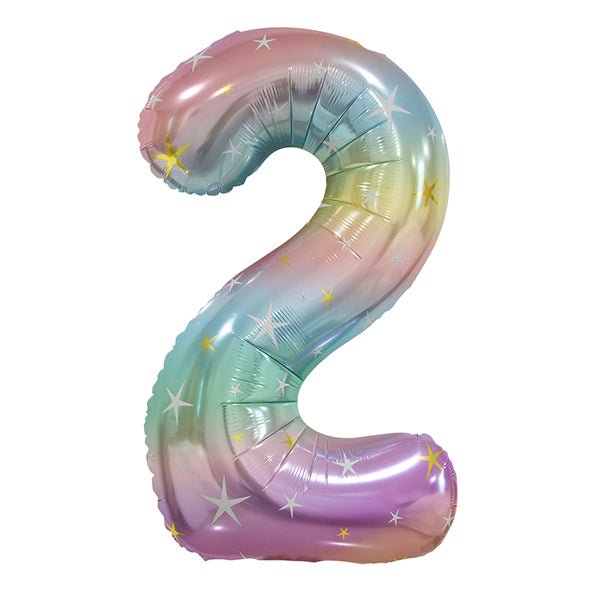 Pastel Rainbow "2" Numeral Foil Balloon (86cm) - The Party Marketplace