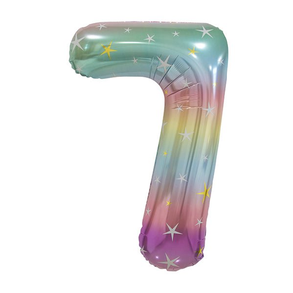 Pastel Rainbow "7" Numeral Foil Balloon (86cm) - The Party Marketplace