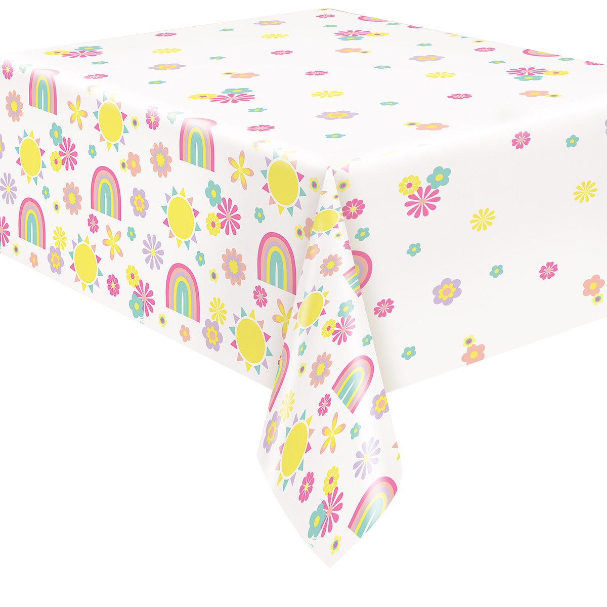 Pastel Rainbow Printed Tablecover 137cm x 213cm - The Party Marketplace