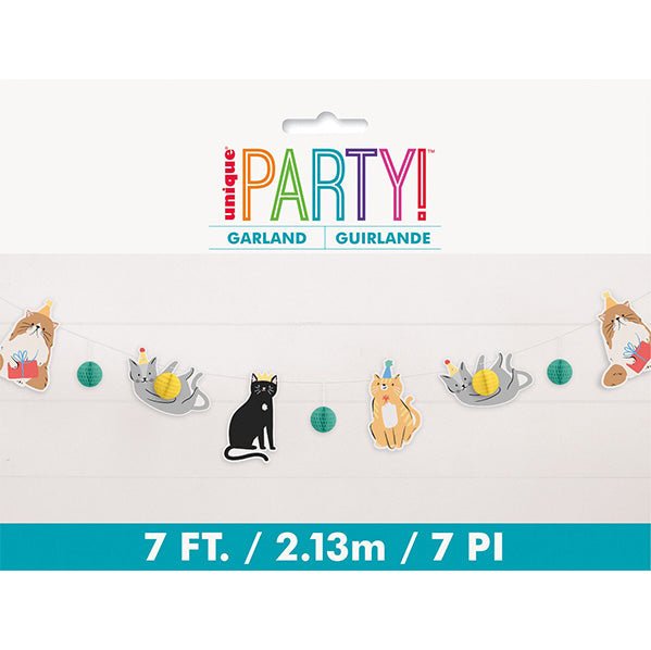 Pawty Animals Cat & Honeycomb Ball Paper Garland (2.13m) - The Party Marketplace