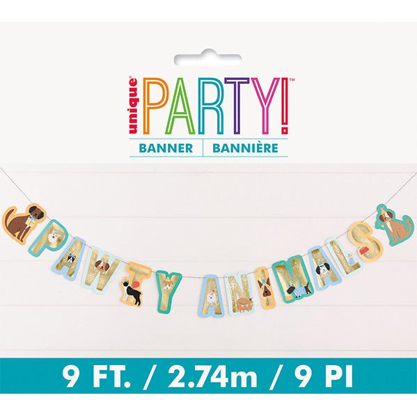 "Pawty Animals" Foil Stamped Letter Banner - 2.74m - The Party Marketplace
