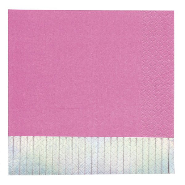 Peony Luncheon Napkins With Iridescent Foil Fringe (Pack of 16) - The Party Marketplace