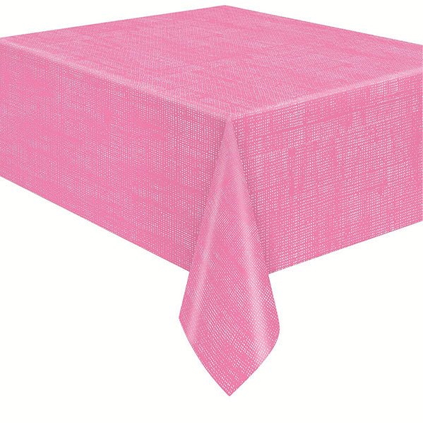 Peony Pink Flannel Backing Plastic Tablecover 137cm x 213cm - The Party Marketplace