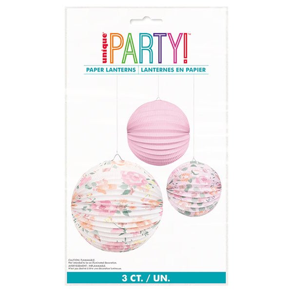 Pink Bloom Accordion Paper Lanterns - Assorted Sizes (Pack of 3) - The Party Marketplace