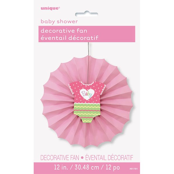 Pink Dot Baby Shower Decorative Fan - The Party Marketplace