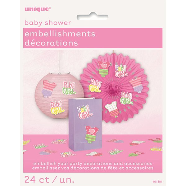 Pink Dots Baby Shower Embellishments (Pack of 24) - The Party Marketplace