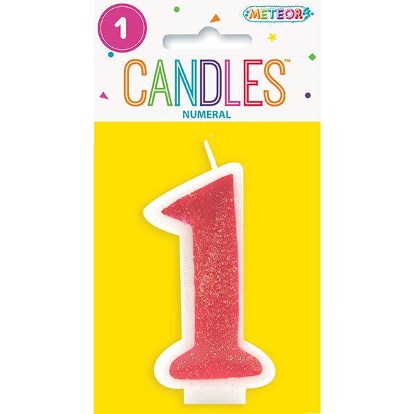 Pink Numeral Candle - 1 - The Party Marketplace