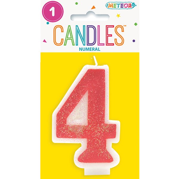 Pink Numeral Candle - 4 - The Party Marketplace