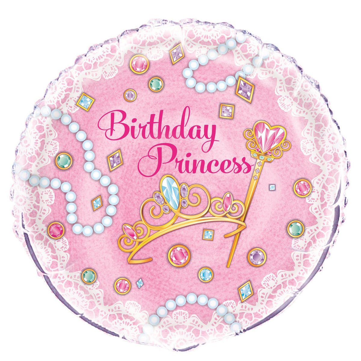 Pink Princess "Birthday Princess" Foil Balloon 45cm - The Party Marketplace