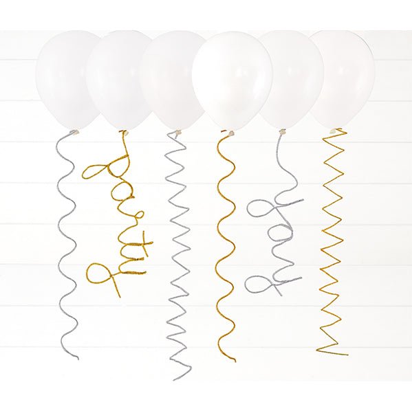 Pipe Cleaner Balloon Tails - Silver & Gold (Pack of 6) - The Party Marketplace