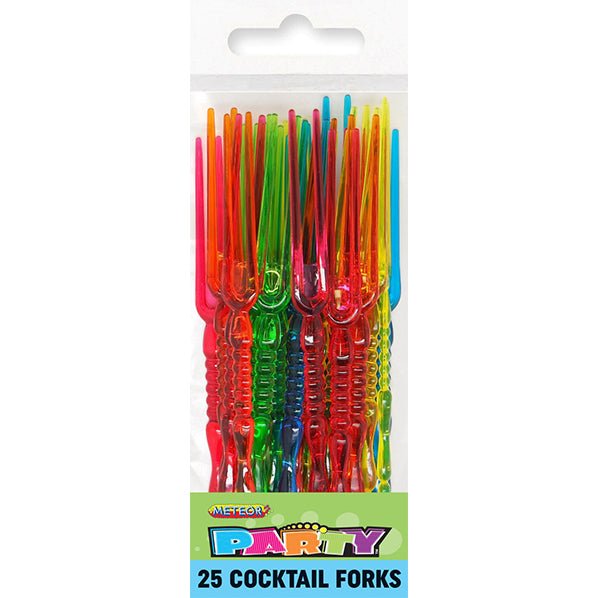 Plastic Pitchfork Picks - Assorted Colours (Pack of 25) - The Party Marketplace