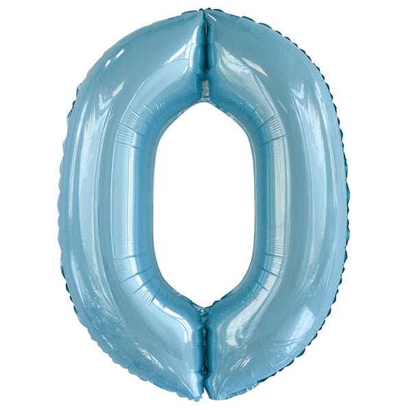Powder Blue "0" Numeral Foil Balloon (86cm) - The Party Marketplace