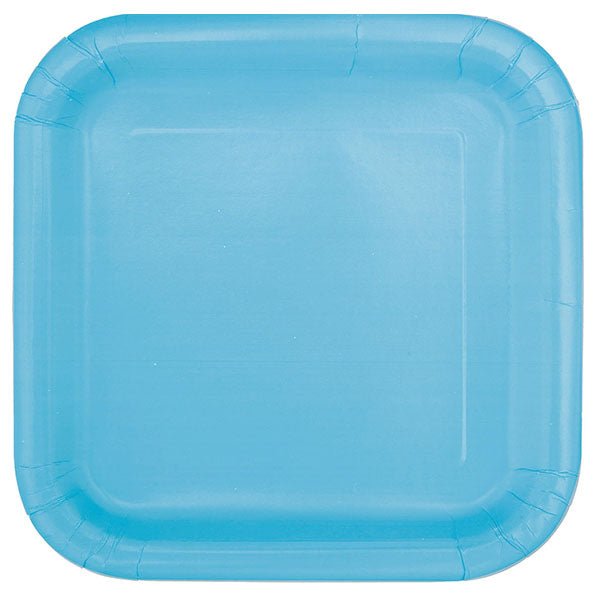Powder Blue Square Paper Plates 18cm (Pack of 8) - The Party Marketplace