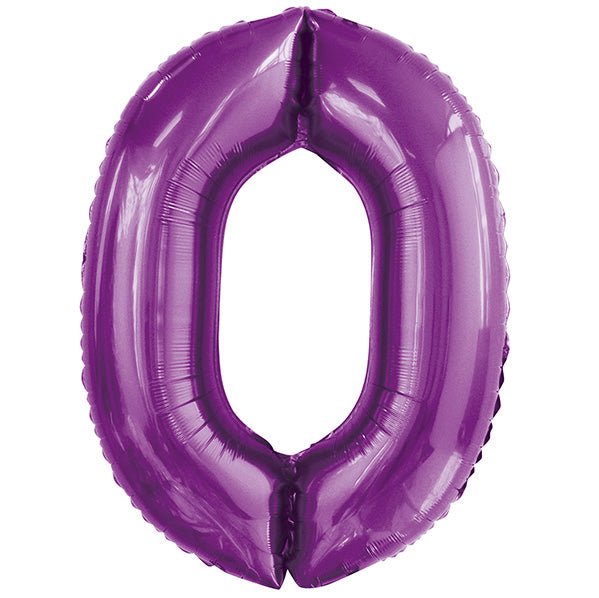 Pretty Purple "0" Numeral Foil Balloon (86cm) - The Party Marketplace