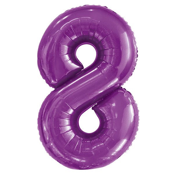 Pretty Purple "8" Numeral Foil Balloon (86cm) - The Party Marketplace