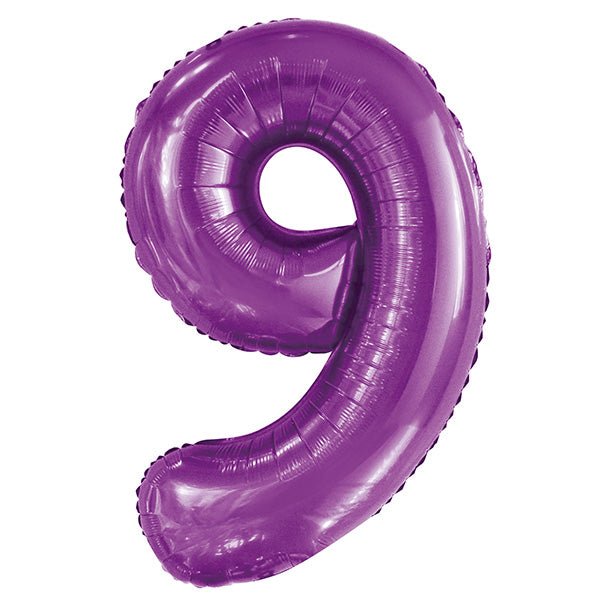Pretty Purple "9" Numeral Foil Balloon (86cm) - The Party Marketplace