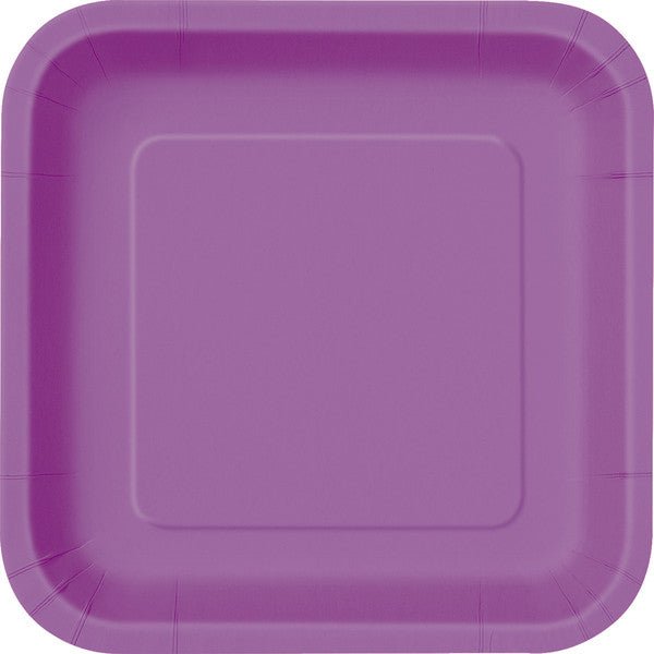 Pretty Purple Square Paper Plates 18cm (Pack of 8) - The Party Marketplace