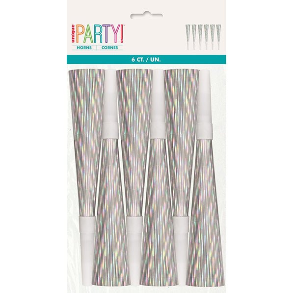 Prismatic Iridescent Foil Horns (Pack of 6) - The Party Marketplace