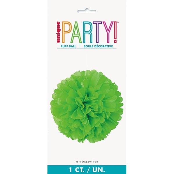 Puff Ball Decoration - Lime Green 40cm - The Party Marketplace