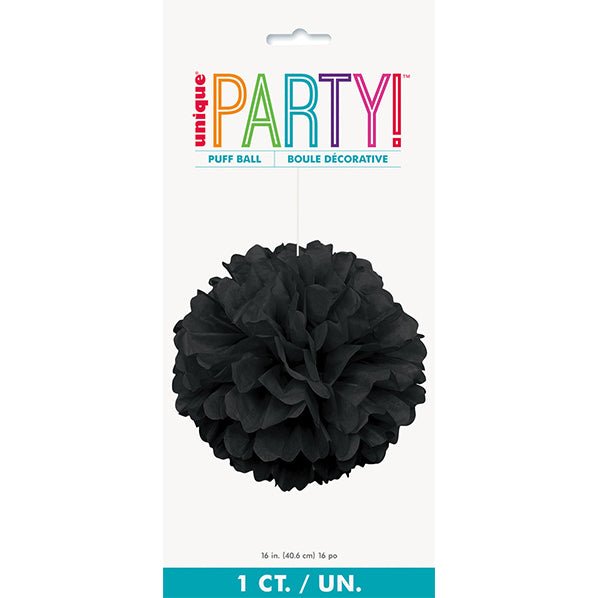 Puff Ball Decoration - Midnight Black 40cm - The Party Marketplace