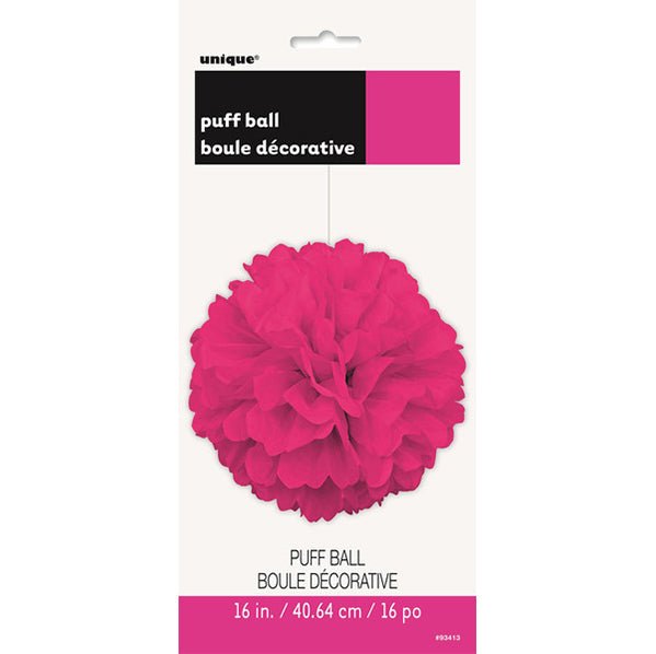 Puff Ball Decoration - Neon Hot Pink 40cm - The Party Marketplace