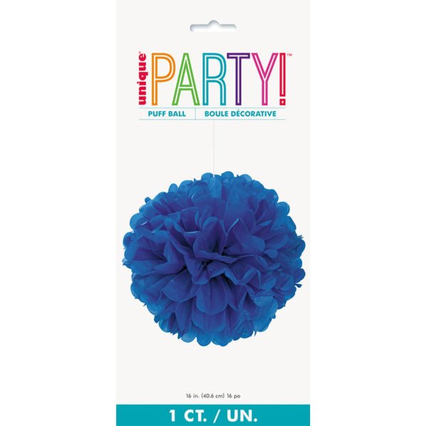 Puff Ball Decoration - Royal Blue 40cm - The Party Marketplace