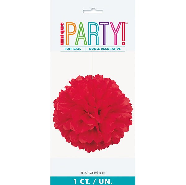 Puff Ball Decoration - Ruby Red 40cm - The Party Marketplace