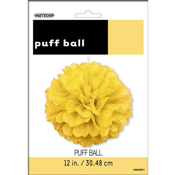 Puff Ball Decoration - Sunflower Yellow 30cm - The Party Marketplace