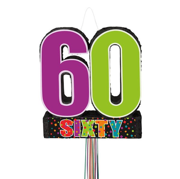 Pull String Piñata - Birthday Cheer "60" - The Party Marketplace