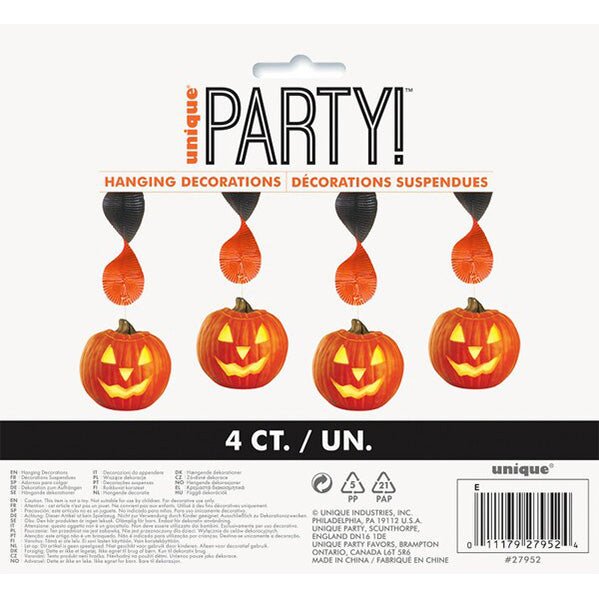 Pumpkin Glow Hanging Decorations (Pack of 4) - The Party Marketplace