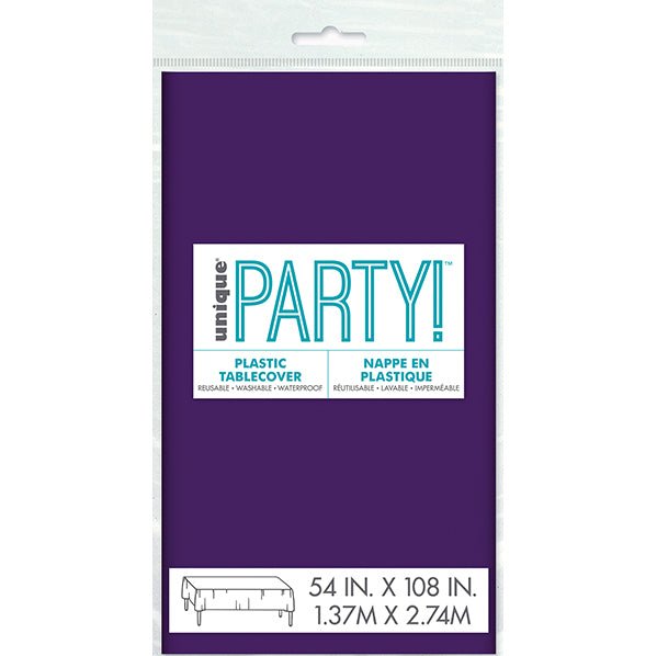 Purple Rectangular Plastic Tablecover 137cm x 274cm - The Party Marketplace