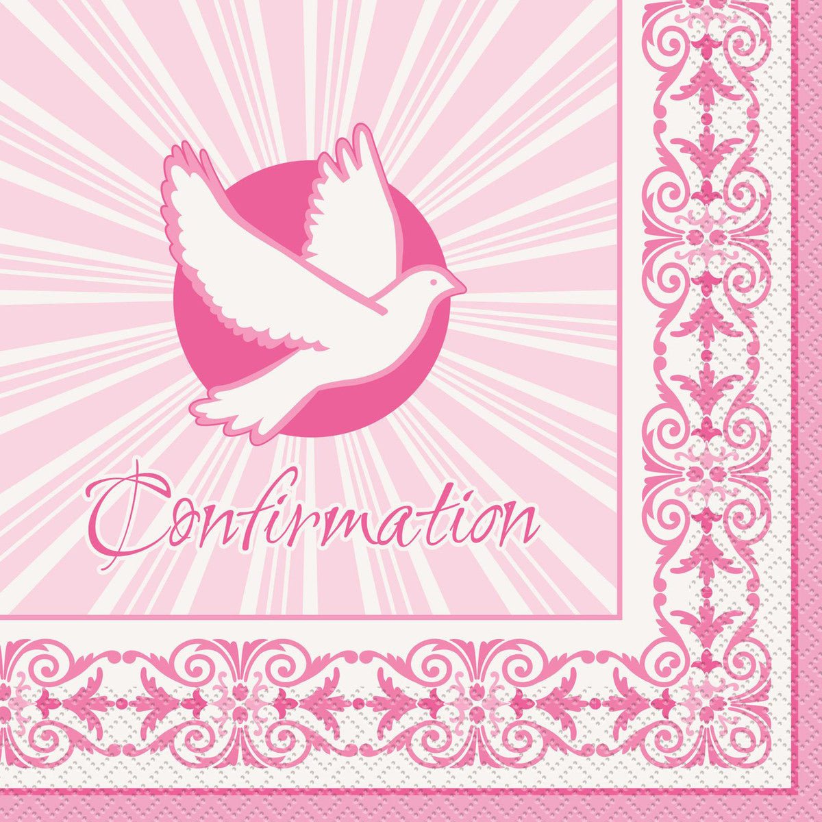 Radiant Cross Pink "Confirmation" Luncheon Napkins (Pack of 16) - The Party Marketplace
