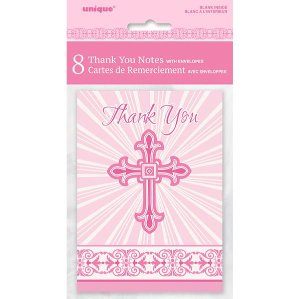 Radiant Cross Pink - Thank You Notes (Pack of 8) - The Party Marketplace