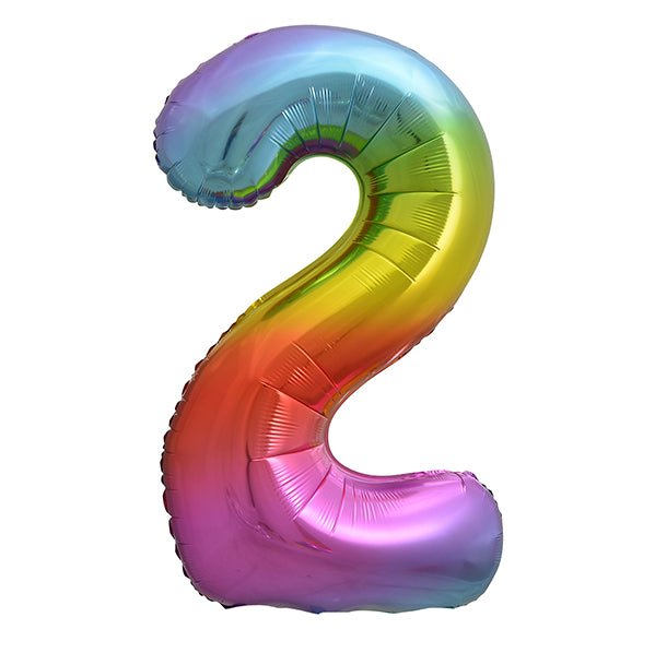 Rainbow "2" Numeral Foil Balloon (86cm) - The Party Marketplace