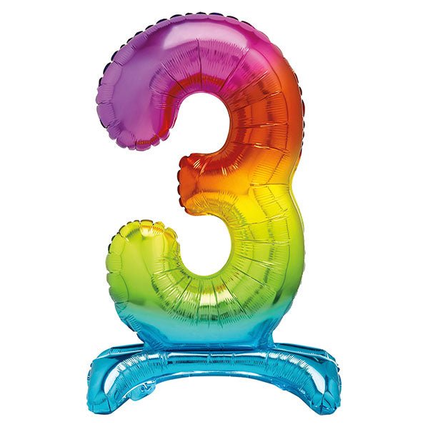 Rainbow "3" Giant Standing Numeral Foil Balloon (76cm) - The Party Marketplace