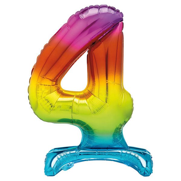 Rainbow "4" Giant Standing Numeral Foil Balloon (76cm) - The Party Marketplace