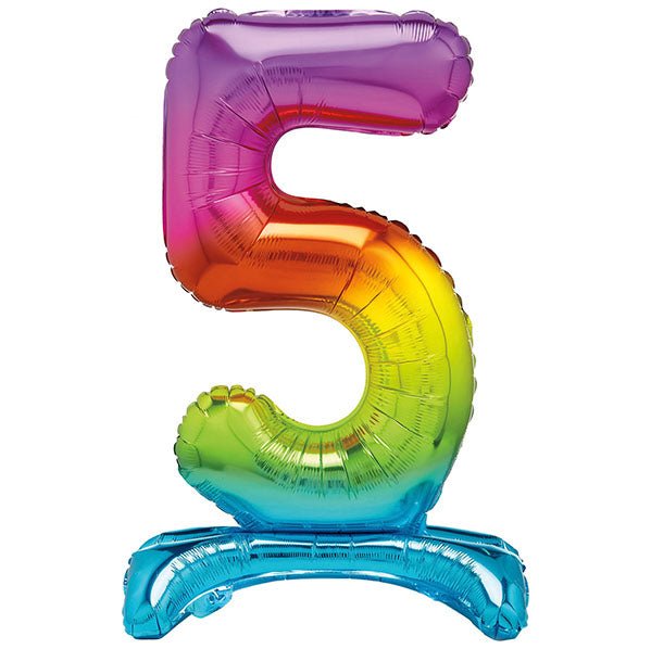 Rainbow "5" Giant Standing Numeral Foil Balloon (76cm) - The Party Marketplace